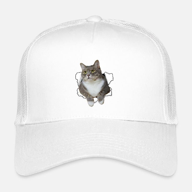 Chat mignon qui sort du trou - Dessin drôle de chat Casquette trucker enfant