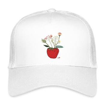 Erdbeere mit Blütenbouquet - Kinder Trucker-Cap - Weiß - Vorne