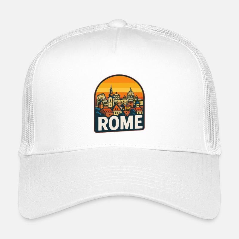Art rétro du Colossée du Coucher de Soleil de Rome Skyline Casquette trucker enfant