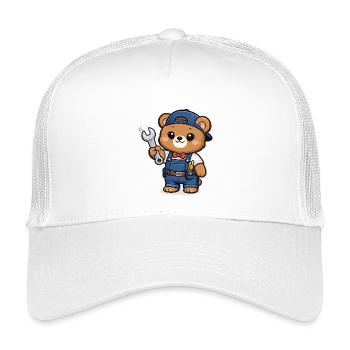 Petit Ours Artisan avec une clé à molette - Casquette trucker enfant - blanc - Devant