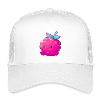 Cuddly raspberry kawaii fruit illustration - Kids’ Trucker Cap - white - Front