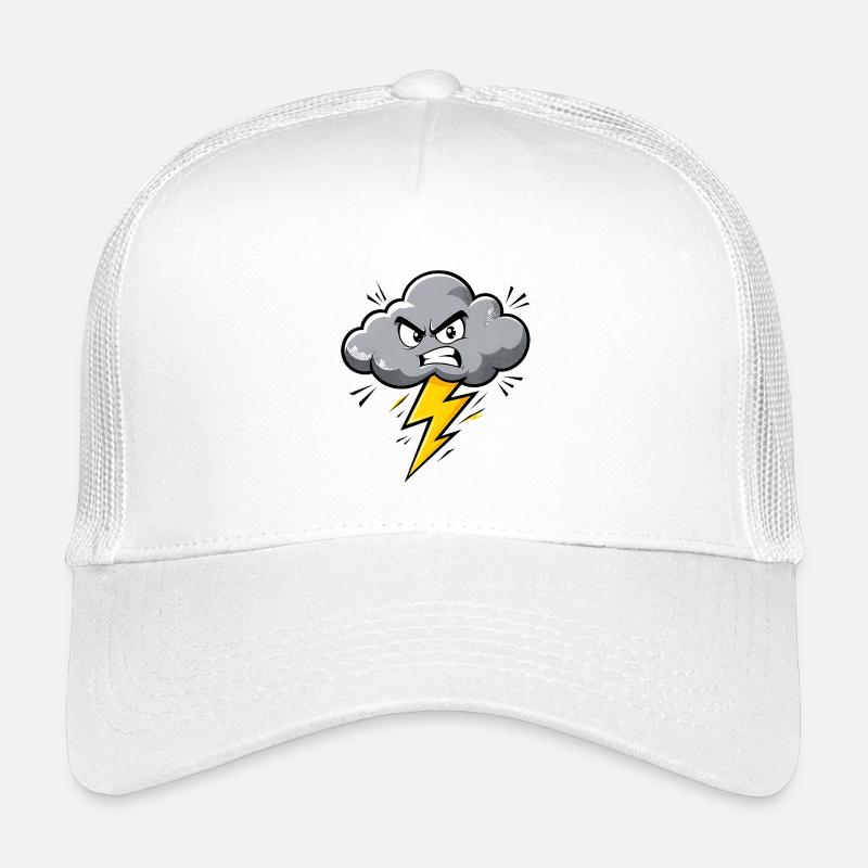 Angry Cloud Lightning Thunderstorm Weather Motif Kids’ Trucker Cap