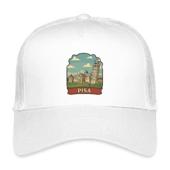 Schiefer Turm von Pisa Vintage-Reiseaufkleber - Kinder Trucker-Cap - Weiß - Vorne