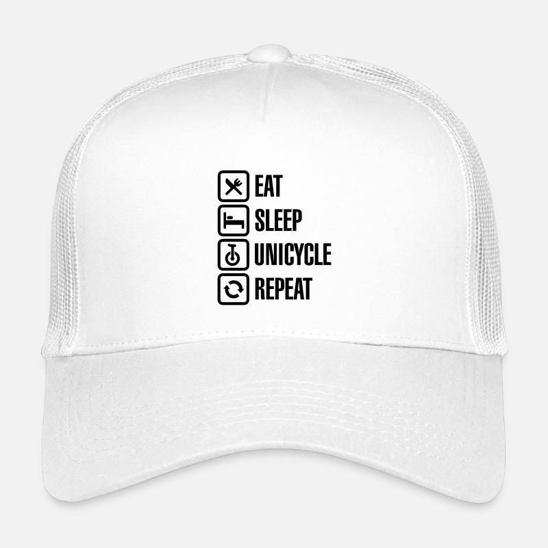 Essen Sie Schlaf Einrad wiederholen Einrad Zirkusclown - Kinder Trucker-Cap - Weiß