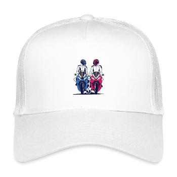 Motorcycle Couple Love - Kids’ Trucker Cap - white - Front