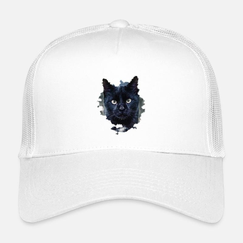 blackcat/ schwarze Katze - Kinder Trucker-Cap - Weiß