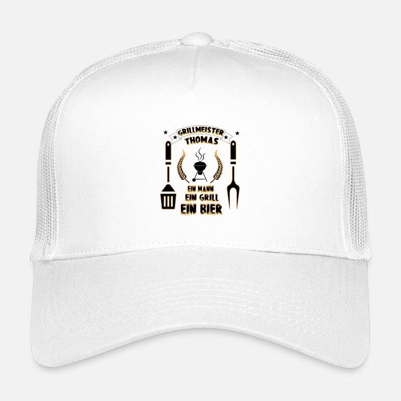 Grillmeister Thomas Grill Geschenk - Kinder Trucker-Cap - Weiß