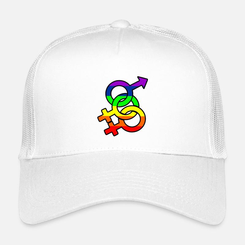Gender bisexual 2 logo with rainbow Kids’ Trucker Cap