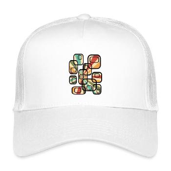 Modèle de papier peint des années 70 Motif rétro cuboïde - Casquette trucker enfant - blanc - Devant