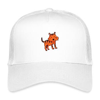 Tiger Cartoon Animal - Kids’ Trucker Cap - white - Front