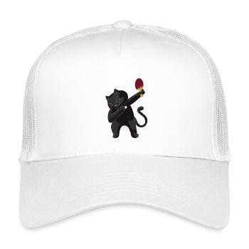 Table Tennis Katze Pingpong Outfit Cat Tischtennis - Kinder Trucker-Cap - Weiß - Vorne