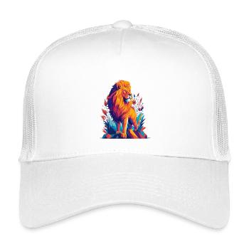 Löwe Polygon - Farbenfrohe Tier Illustration - Kinder Trucker-Cap - Weiß - Vorne
