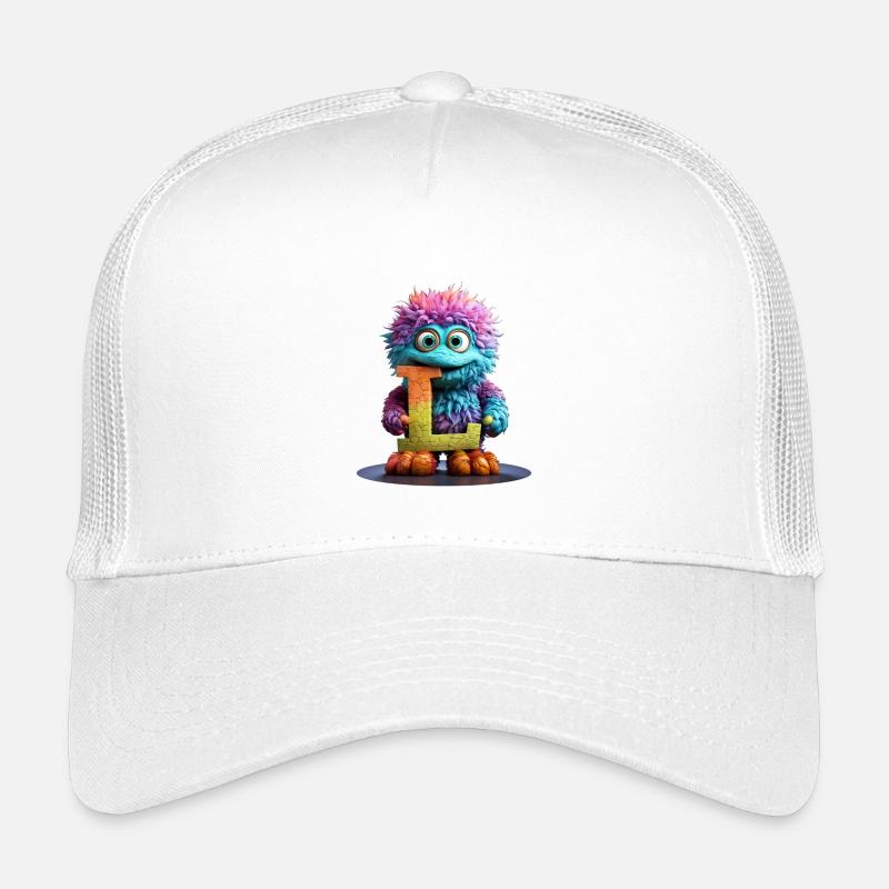 Regenbogenmonster mit Buchstabe L - Kinder Trucker-Cap - Weiß