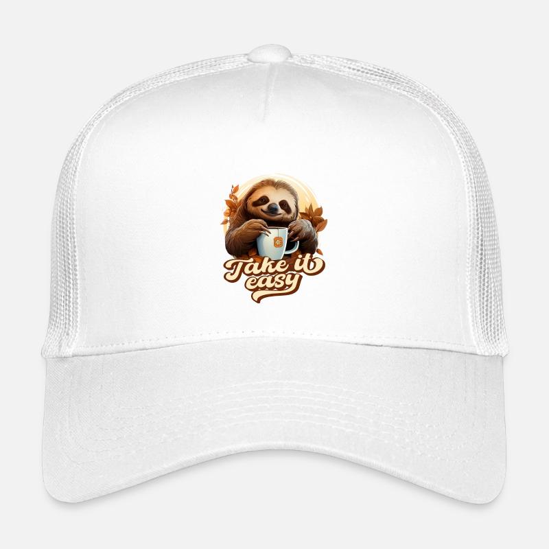 Süßes Faultier Trinkt Tee, Take It Easy, Spruch Kinder Trucker-Cap