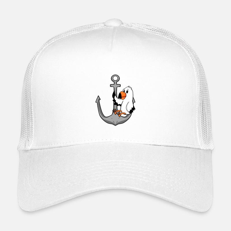 Anchor Seagull Motif Kids’ Trucker Cap