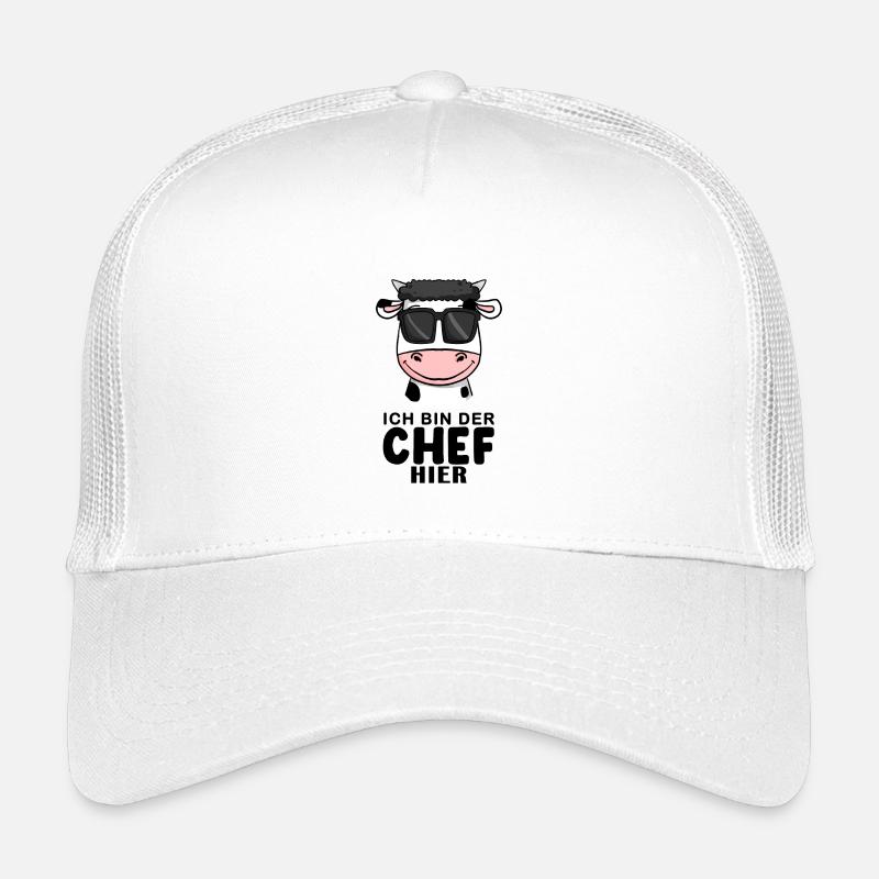 Chef Spruch Anführer Kuh Motiv - Kinder Trucker-Cap - Weiß
