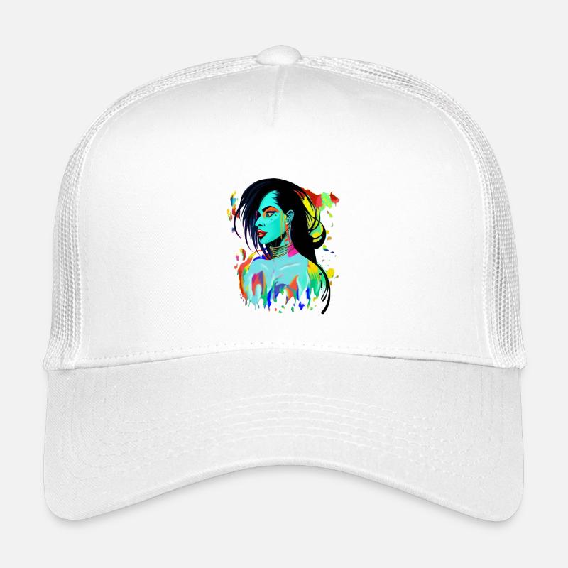 Neon Portrait Color Explosion - Kids’ Trucker Cap - white