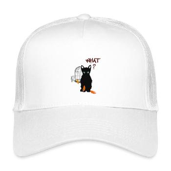 Little black cute kitten and bird - Kids’ Trucker Cap - white - Front