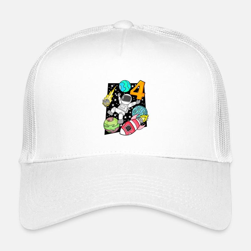 4 Birthday Boy Astronaut Rocket Space Kids’ Trucker Cap