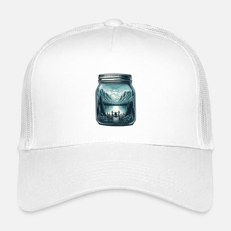 Natur See mit Berglandschaft im Einmachglas Kinder Trucker-Cap