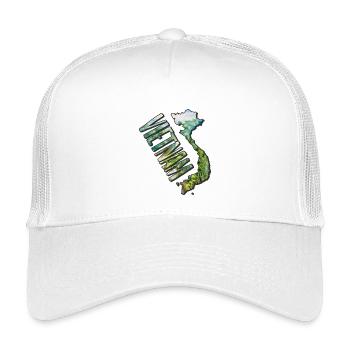 Carte à l’aquarelle Vietnam - Casquette trucker enfant - blanc - Devant
