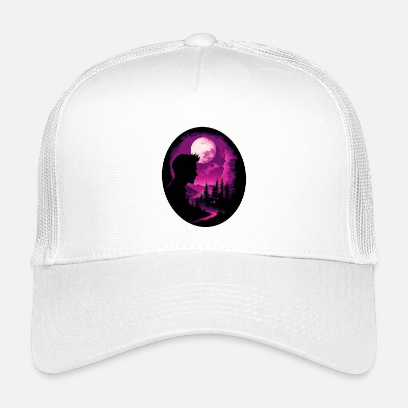 Full moon night – silhouette in the mystical forest - Kids’ Trucker Cap - white