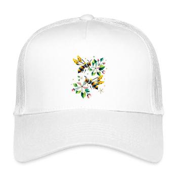 Bees and apple blossoms in harmonious colours - Kids’ Trucker Cap - white - Front
