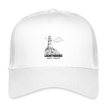 Leuchtturm Sketch Meer Urlaub Spruch - Kinder Trucker-Cap - Weiß - Vorne