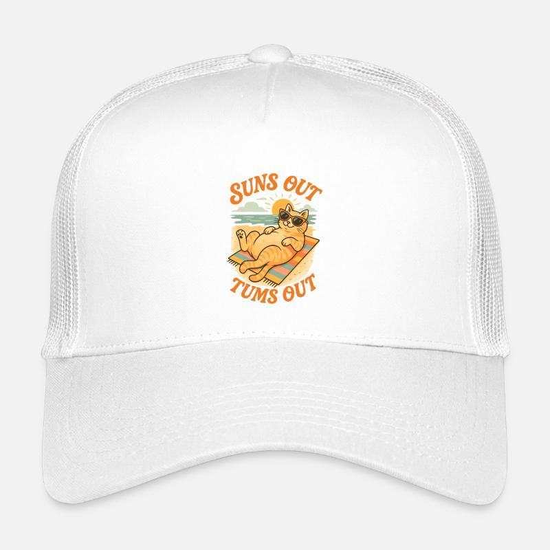 Sonne raus, Bauch raus Katze Design - Kinder Trucker-Cap - Weiß