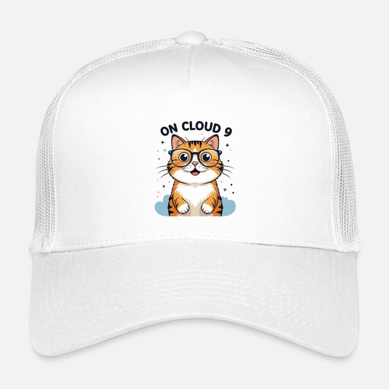 Niedliche Katzenillustration mit Brille - Kinder Trucker-Cap - Weiß