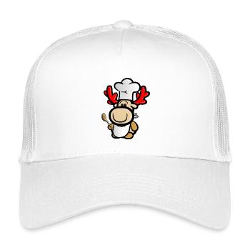 Rentier Elmondo als Koch mit Kochschürze - Kinder Trucker-Cap - Weiß - Vorne
