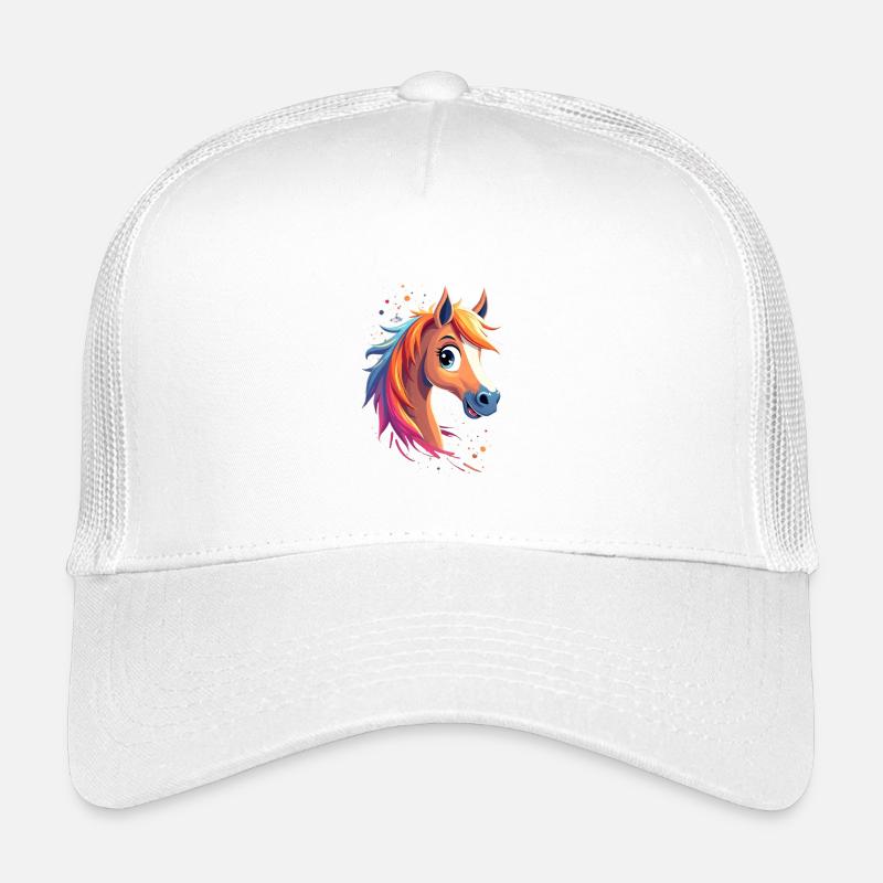 Colorful horse with rainbow mane Kids’ Trucker Cap