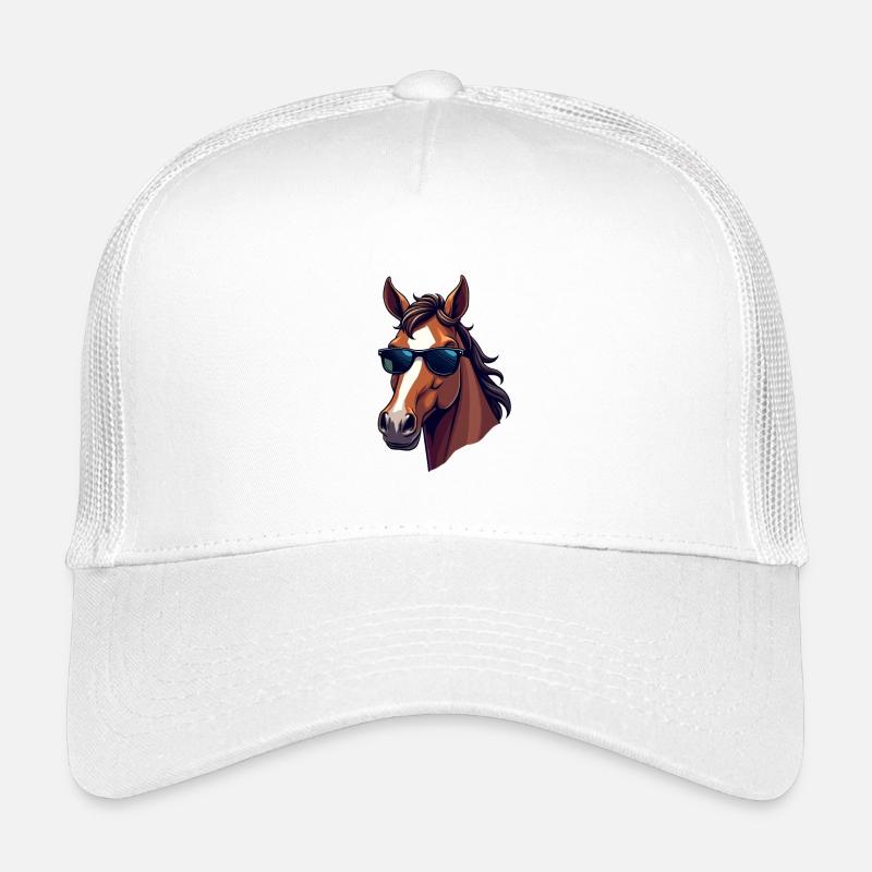 Cooles Pferd mit Sonnenbrille - Kinder Trucker-Cap - Weiß