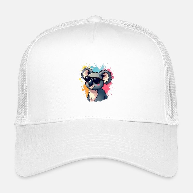 Cool Koala mit Sonnenbrille und Farbexplosion - Kinder Trucker-Cap - Weiß