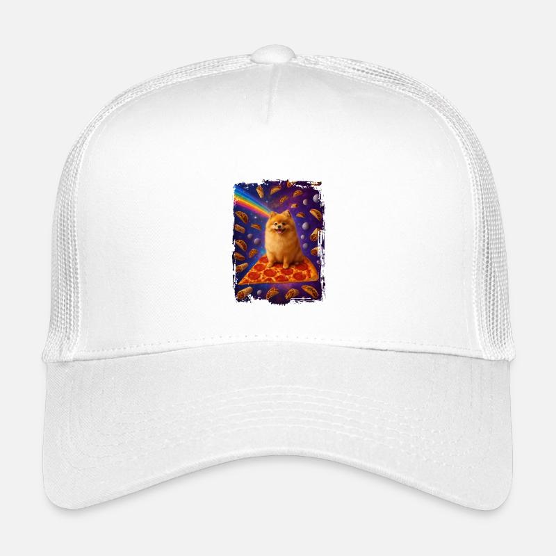 Puppy pizza with rainbow in space Kids’ Trucker Cap