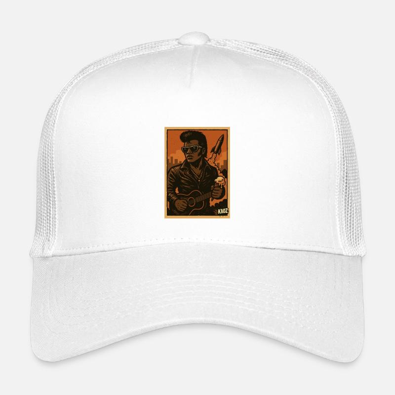 Retro Rockabilly Rebel mit Rakete - Kinder Trucker-Cap - Weiß