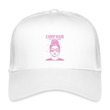 Camp Hair Don't Care Lustiger Camping Camper - Kinder Trucker-Cap - Weiß - Vorne