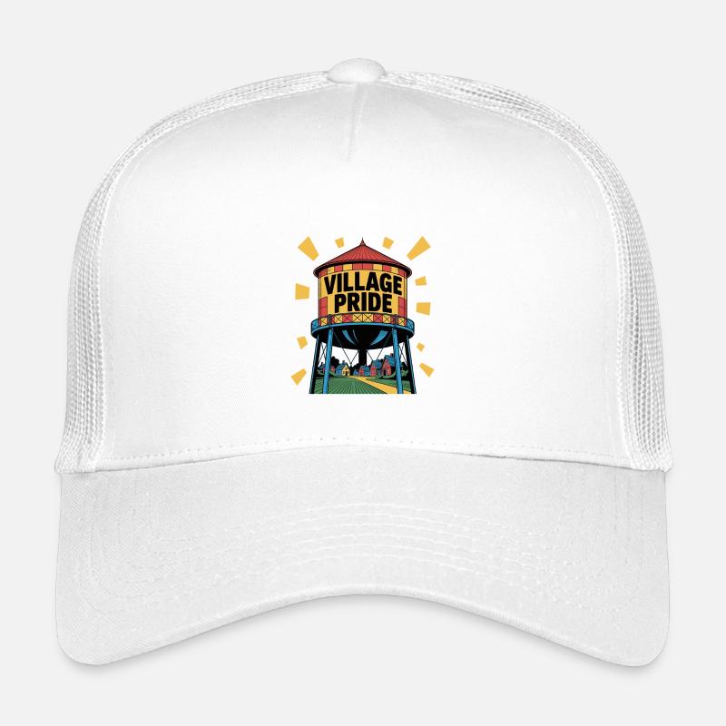Château d'eau Pop Art Design de village coloré Casquette trucker enfant
