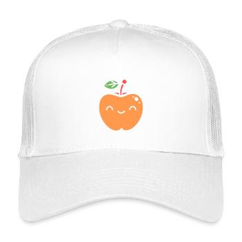 Illustrierte Happy Apple Nektarine - Kinder Trucker-Cap - Weiß - Vorne