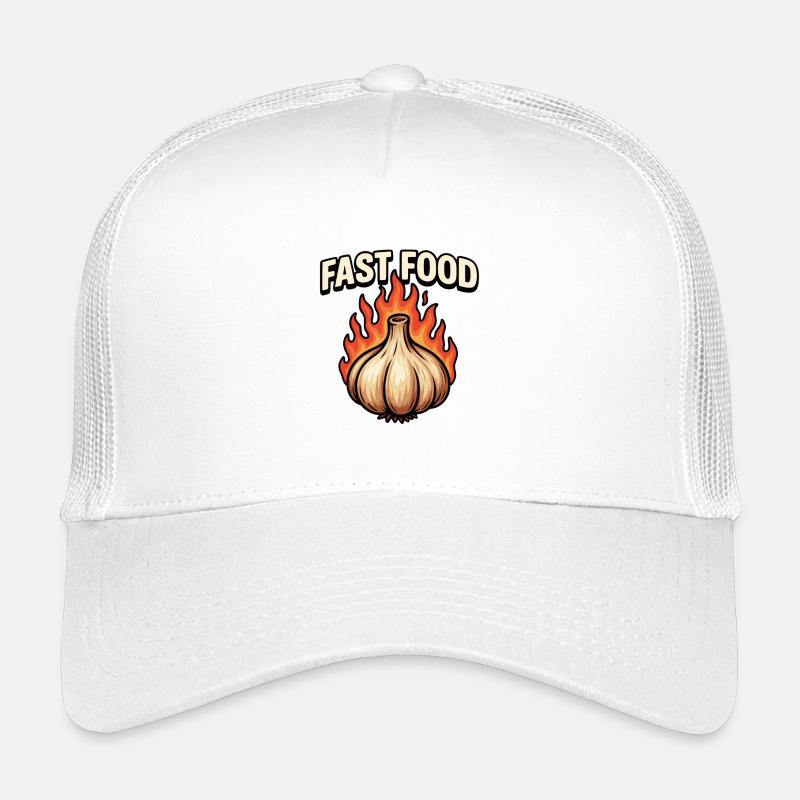Feurige Knoblauch-Cartoon - Kinder Trucker-Cap - Weiß