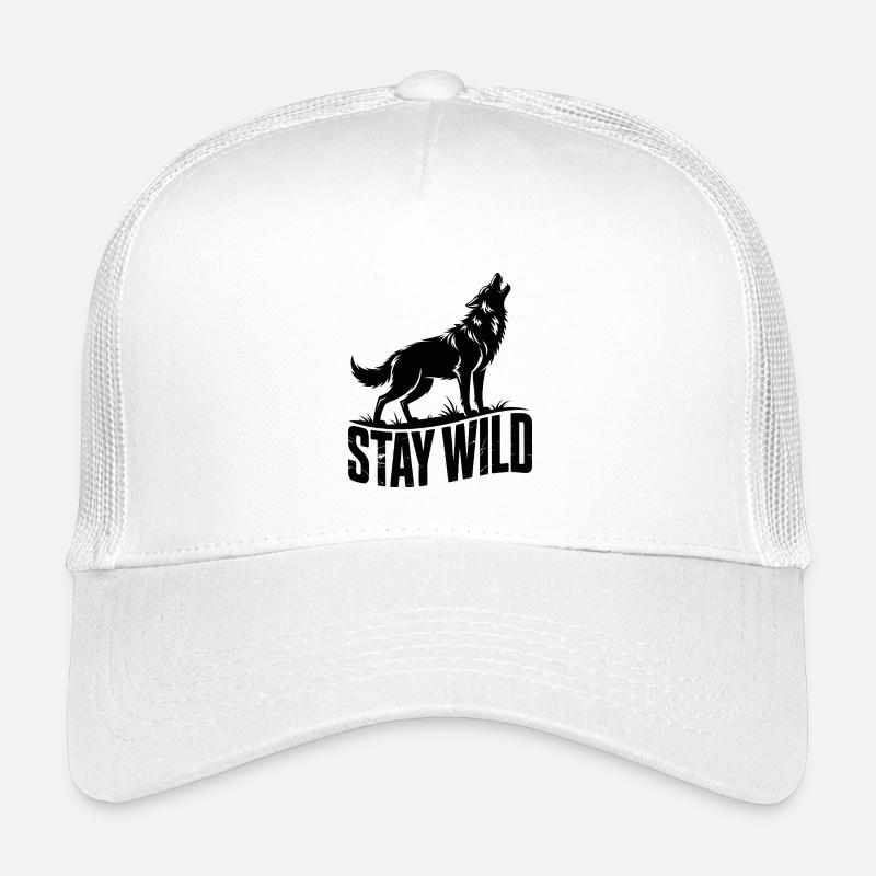 Bleib wild, Wolf - Kinder Trucker-Cap - Weiß