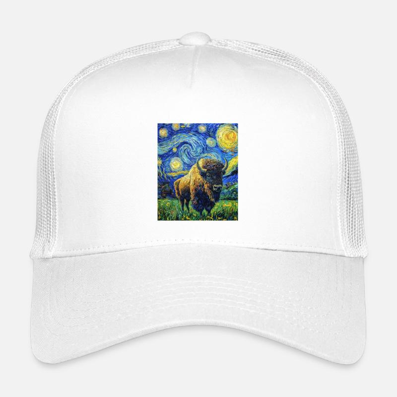 Bison à la Van Gogh Nuit étoilée Casquette trucker enfant