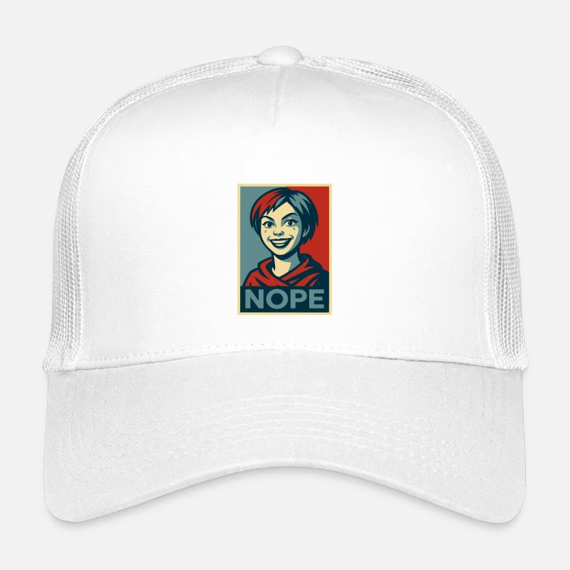 ein Mädchen und eine humorvolle NOPE-Plakatbotschaft - Kinder Trucker-Cap - Weiß