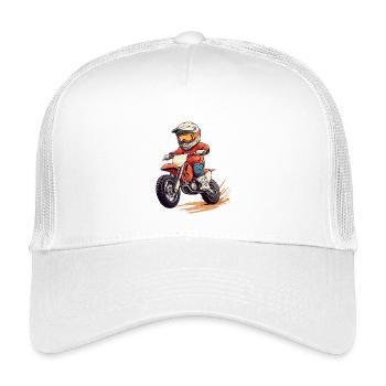 Child riding a motorcycle with a helmet - Kids’ Trucker Cap - white - Front