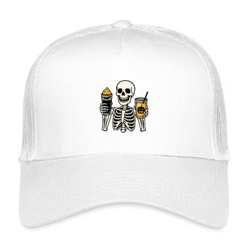 Festliches Skelett mit Halloween-Getränken - Kinder Trucker-Cap - Weiß - Vorne