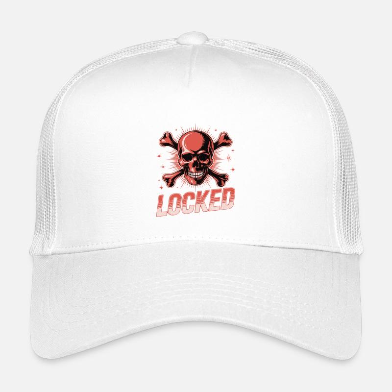 Bold Skull Crossbones with Locked Text Kids’ Trucker Cap