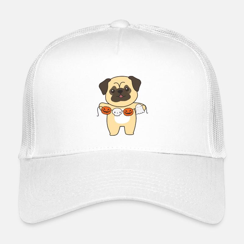 Mops Happy Halloween Hunde Kostüm Kinder Trucker-Cap