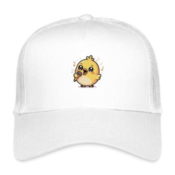 Fröhlicher Singender Küken mit Mikrofon und Noten - Kinder Trucker-Cap - Weiß - Vorne