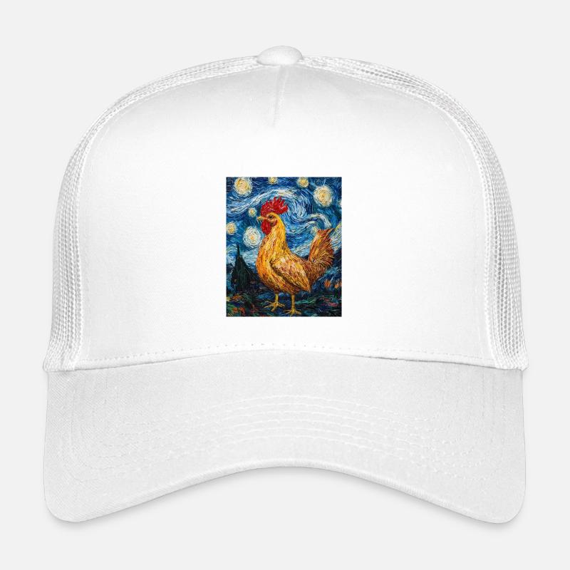 Huhn Hahn Hühner Van Gogh Style Starry  - Kinder Trucker-Cap - Weiß