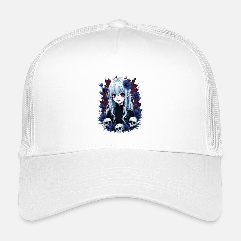 Mystische Gothic Anime Design mit Blaufloralen Kinder Trucker-Cap